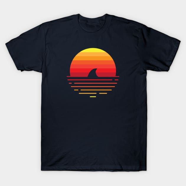 Shark in sunset T-Shirt by StevenToang